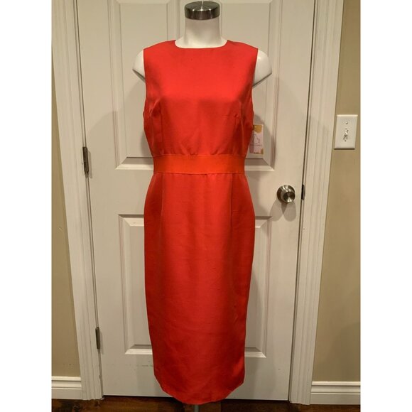 Giambattista Valli Red 100% Silk Sleeveless Sheath Dress, Size 8 (US) 44 (IT) - Picture 1 of 10